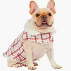 UGG Large Westwood Cotton Flannel Plaid Dog Coat Autumn Red Sherpa Cozy Jacket